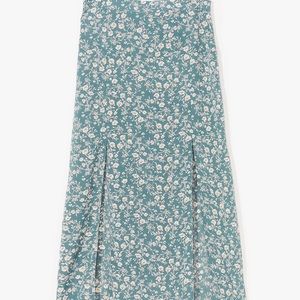 Sage Floral Print MIDI Skirt